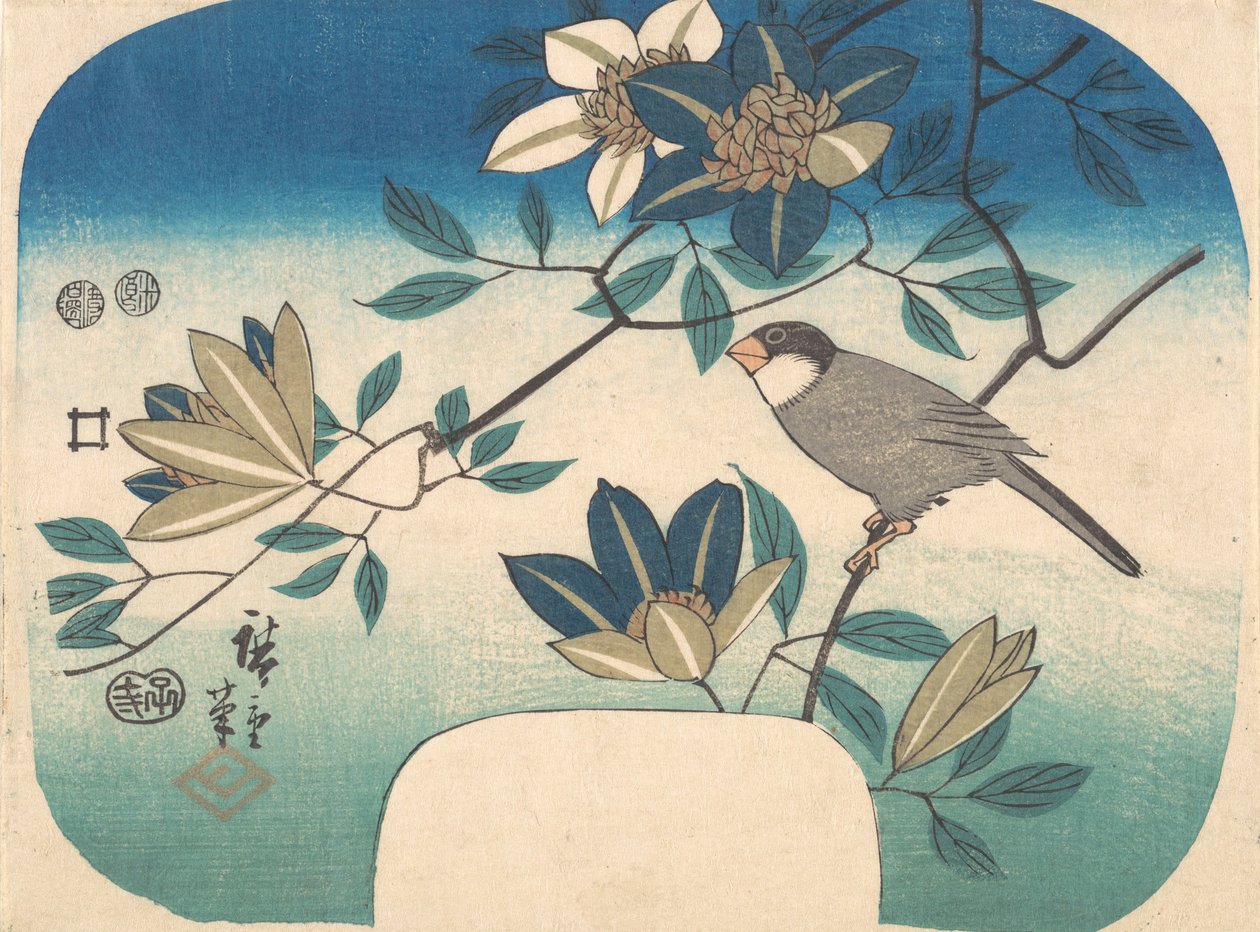 クレマチスと鳥, 1852., 1852. 作： 安藤広重