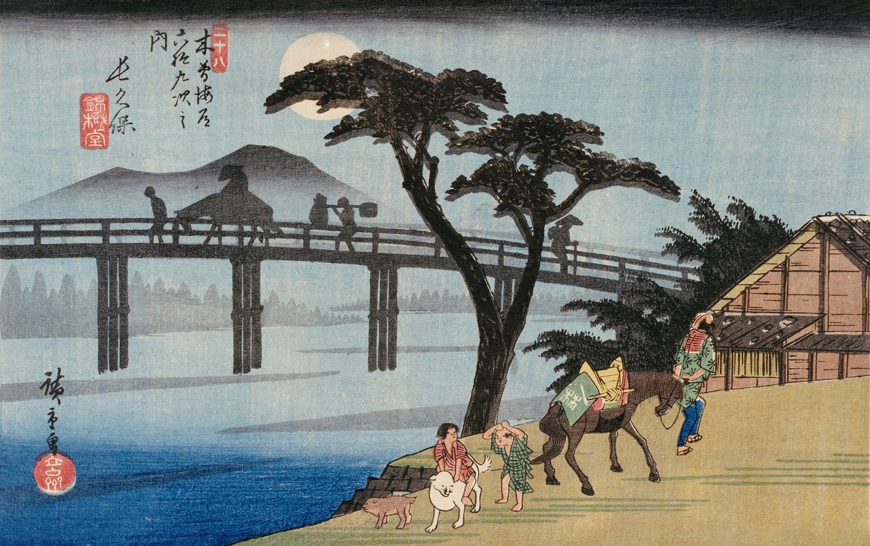 島原口の柳、「京都の名所」イラスト 作： 安藤または歌川広重