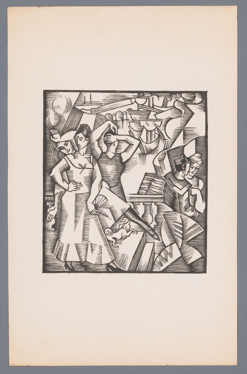 踊る 3 人の女性と水夫と妻 レスカル 海の情景を描いた木版画6点（シリーズ名） Grand Largue (シリーズタイトル) 作： アンドレ・ロート