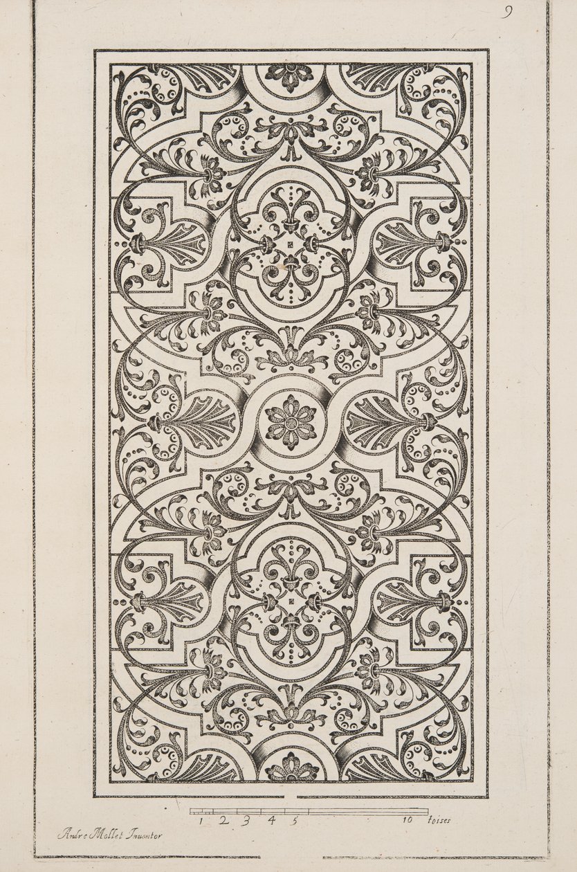 パルテールのデザイン（「庭園計画劇場」1652年刊より）（彫刻 作： アンドレ・モレット