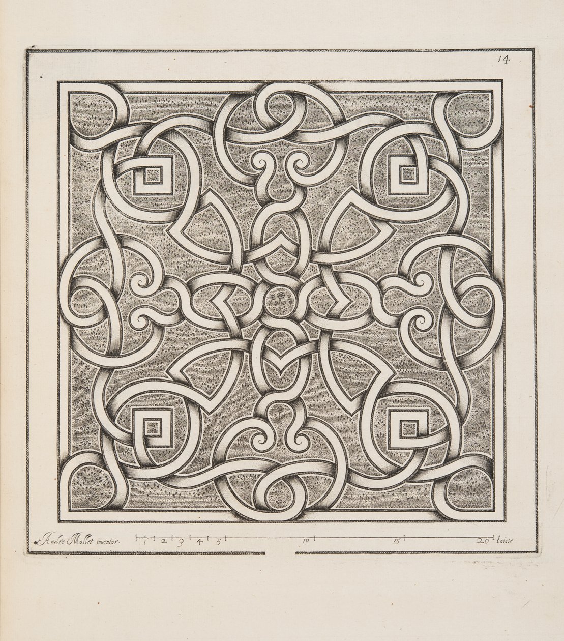 パルテールのデザイン、Theater des Plans et Jardinages、pub。1652 作： アンドレ・モレット
