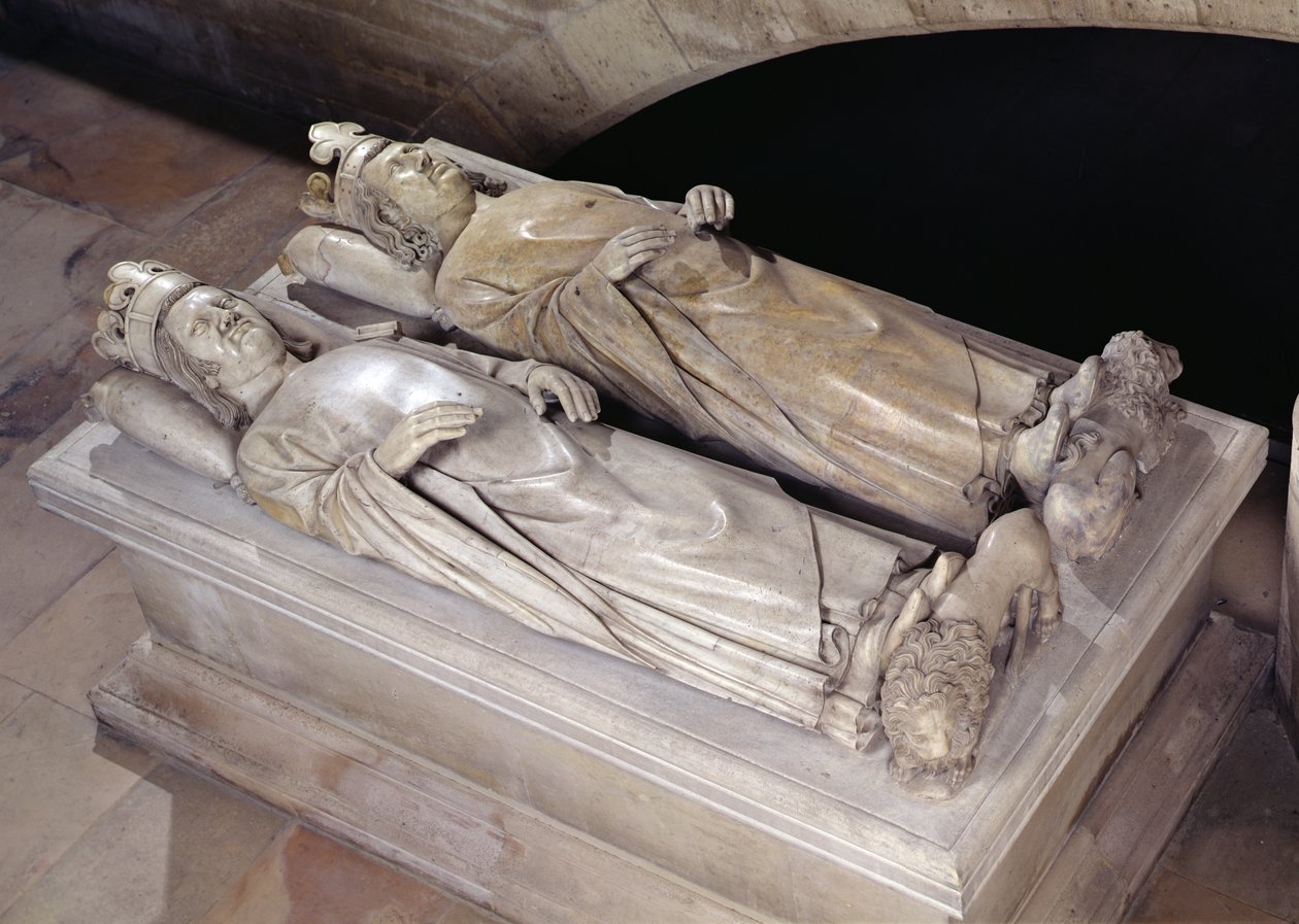 ヴァロワ家のフィリップ6世（1293～1350年）とジャン2世（1319～64年）のエフィグ ル・ボン（大理石製 作： アンドレ・ボーヌヴ