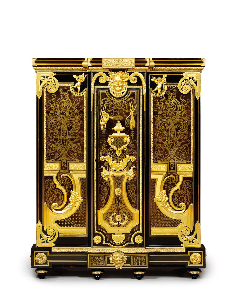 ルイ14世プチアモワーズ、c.1700-10（オルモル、真ちゅう、べっ甲、黒檀、寄木細工） 作： アンドレ・チャールズ（attr。To）Boulle