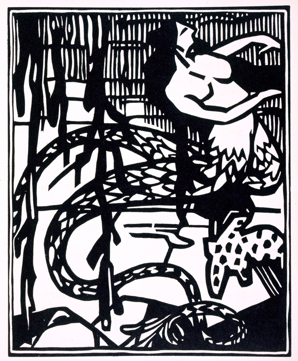 Francois Rabelais (c. 1494-1553) 1943年 (木版画) の「Les horribles et espouvantables faictz et prouesses du tres renomme Panatgruel, Roy des Dipsodes, fils du grand geant Gargantua.フランソワ・ラブレー（1494頃-1553年）1943年（木版画）「アルコフィブラ・ナシエ氏による新しい構成」より。 作： アンドレ・ドラン