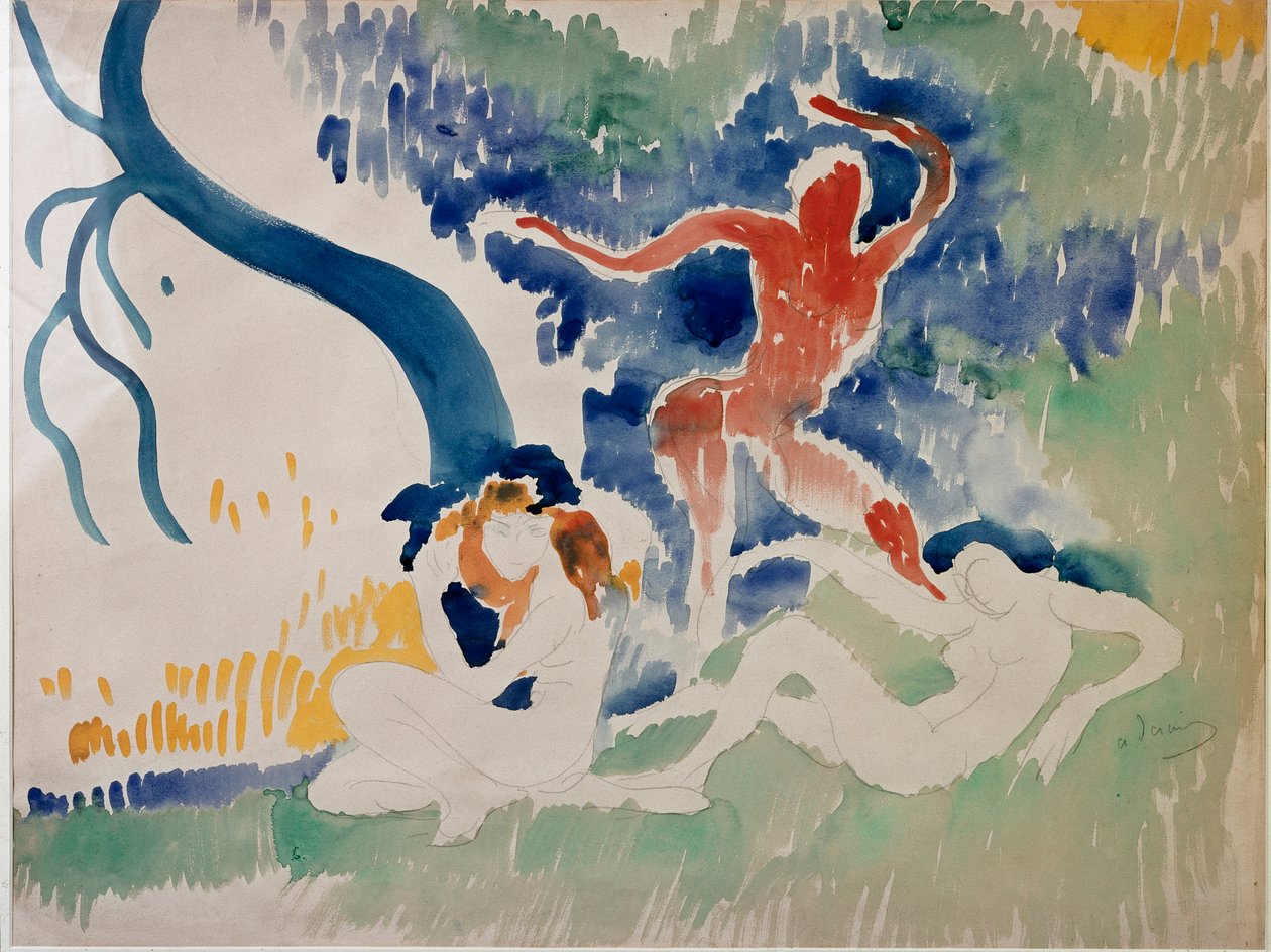 3人のダンサー、20世紀（水彩画） 作： アンドレ・ドラン