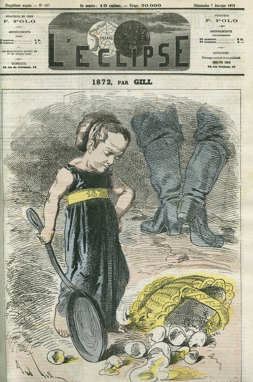 1872年、ひび割れの入ったバスケットを見る少女の姿。1月7日付ジルの「L