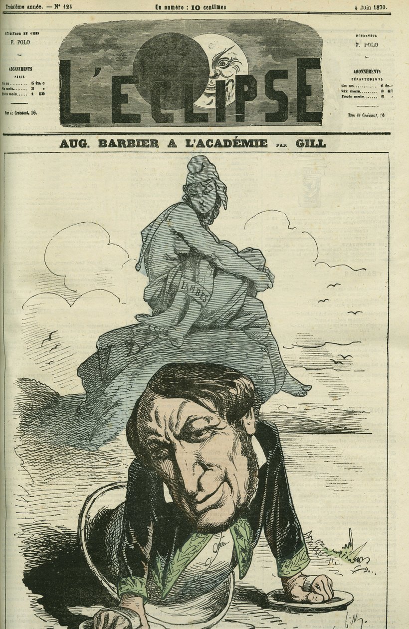 オーギュスト・バルビエ（1805-1882）は、1869年にフランス・アカデミーに選出されたフランスの詩人。6月4日付ギル社「L