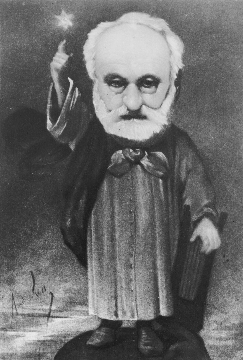 魔術師としてのビクトルユーゴー（1802-85）の風刺画