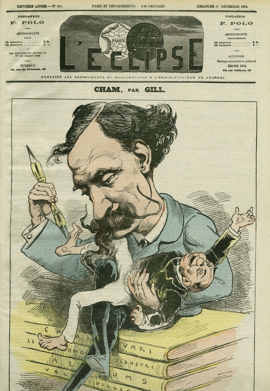 フランスの漫画家Amedee de Noe dit Cham（1818-1879）の漫画。ギルの「日食」12月27日号の表紙 作： アンドリュー・ギル