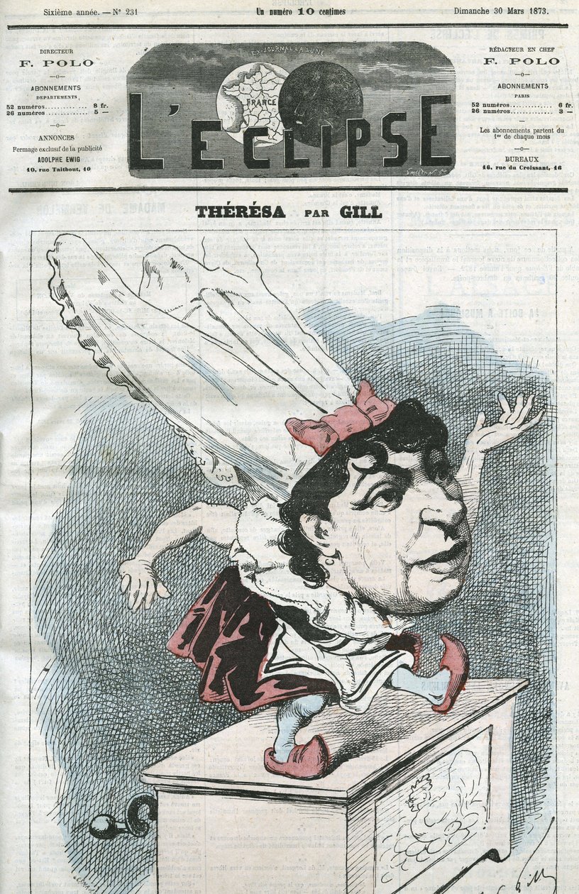 フランスのポピュラー歌手、テレサ（1837-1913）と呼ばれるエマ・ヴァレンドンの漫画。ギルの「L