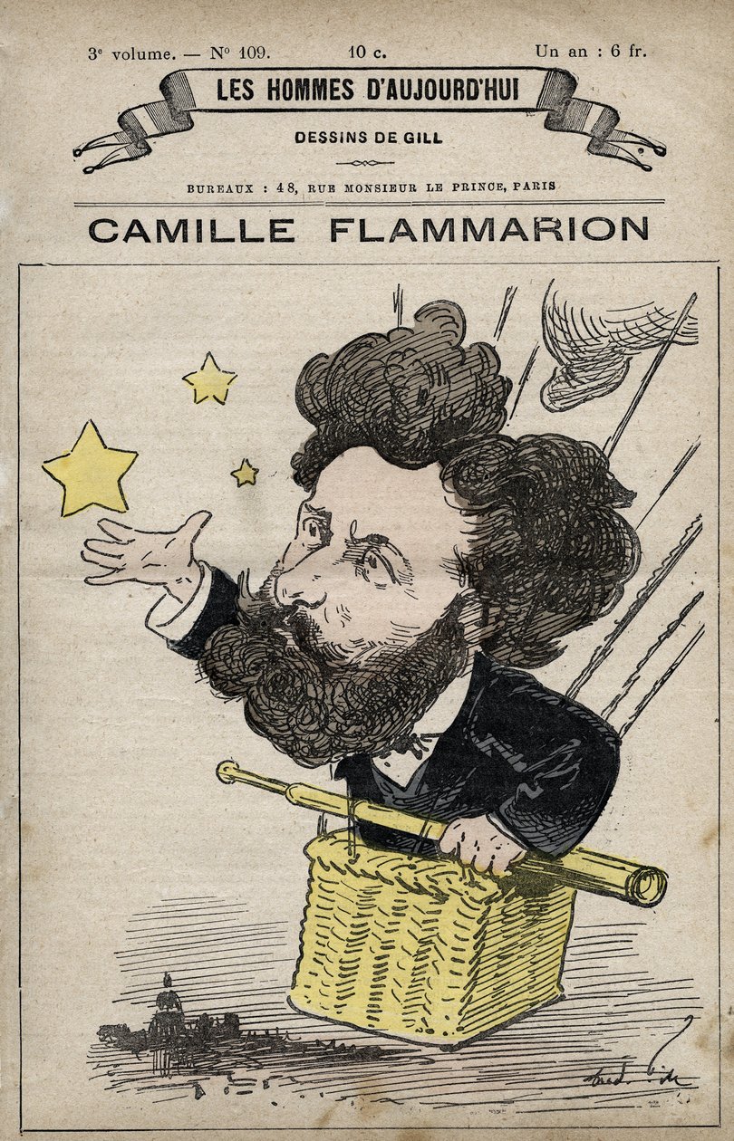 イギリスの科学者カミーユ・フラマリオンの漫画（「現代の人々」より） 1880年頃 Henri Demare（1846-1888）作 作： アンドリュー・ギル