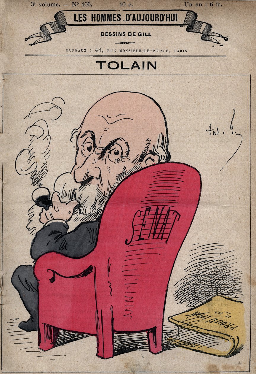 Henri Louis Tolain (1828-1897) フランスの政治家を描いた漫画（「今日の人」より） 1880年頃 Henri Demare（1846-1888）作 作： アンドリュー・ギル