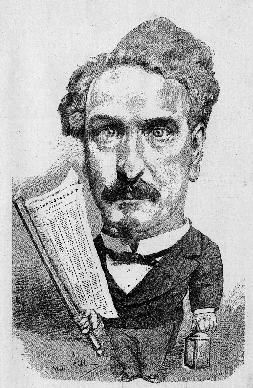 アンドレ・ギルがアンリ・ロシュフォール（1831-1913）を表現したドローイング（"The Illustrous World" にて 作： アンドリュー・ギル