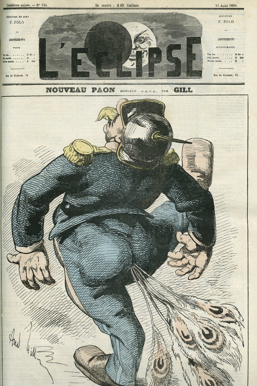 普仏戦争の勝者であるウィリアム1世（1797-1888）の漫画「新・孔雀」。ギルの「L