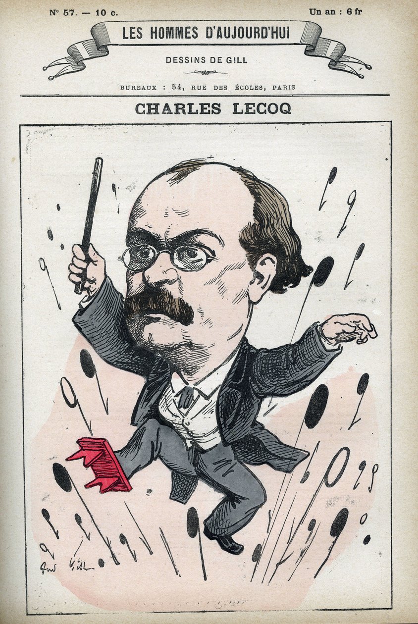 フランスの作曲家、アレクサンドル・シャルル・ルコック（1832-1918）の肖像。ギルによる風刺画、パリ 作： アンドリュー・ギル