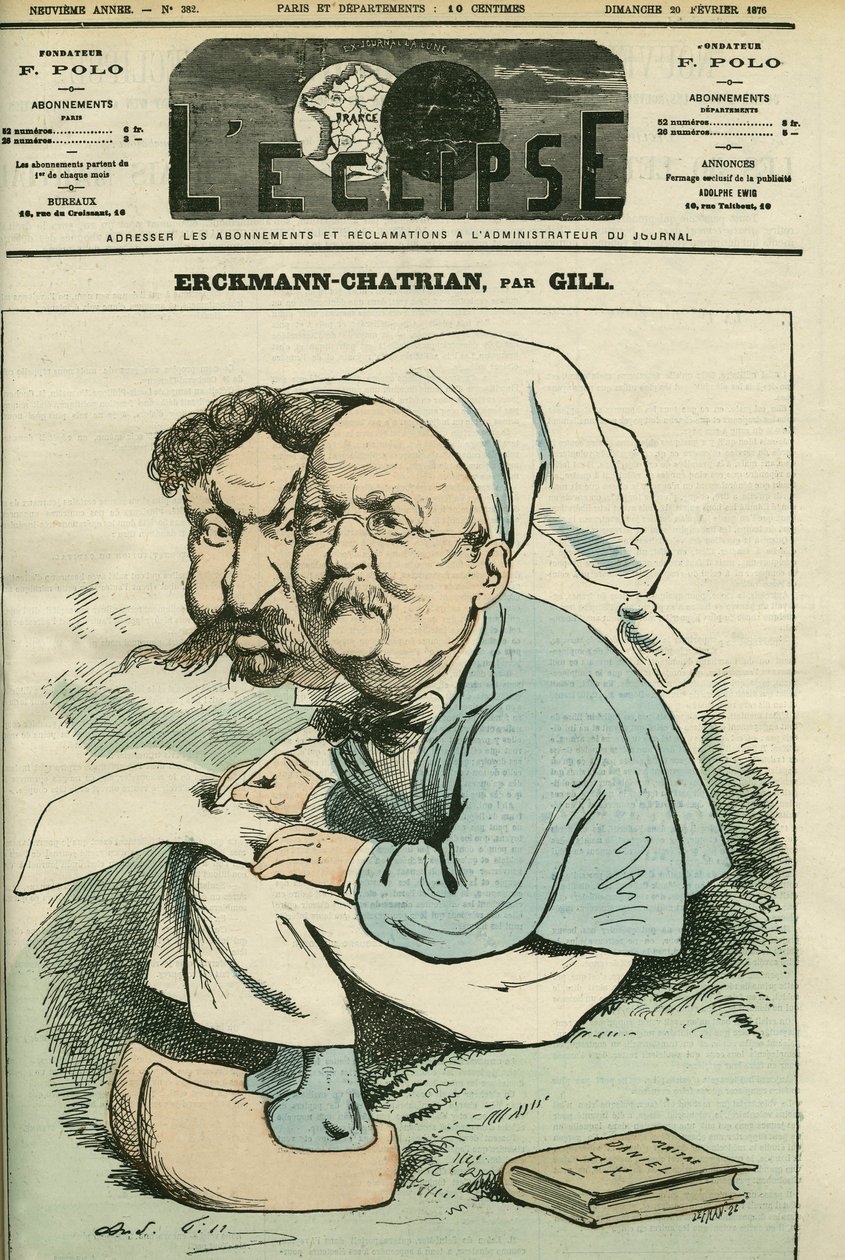 フランスの小説家コンビ、アレクサンドル・シャトリアン（1826-1890）とエミール・エルクマン（1822-1899）、通称「エルクマン＝シャトリアン」の肖像。ギルの「L