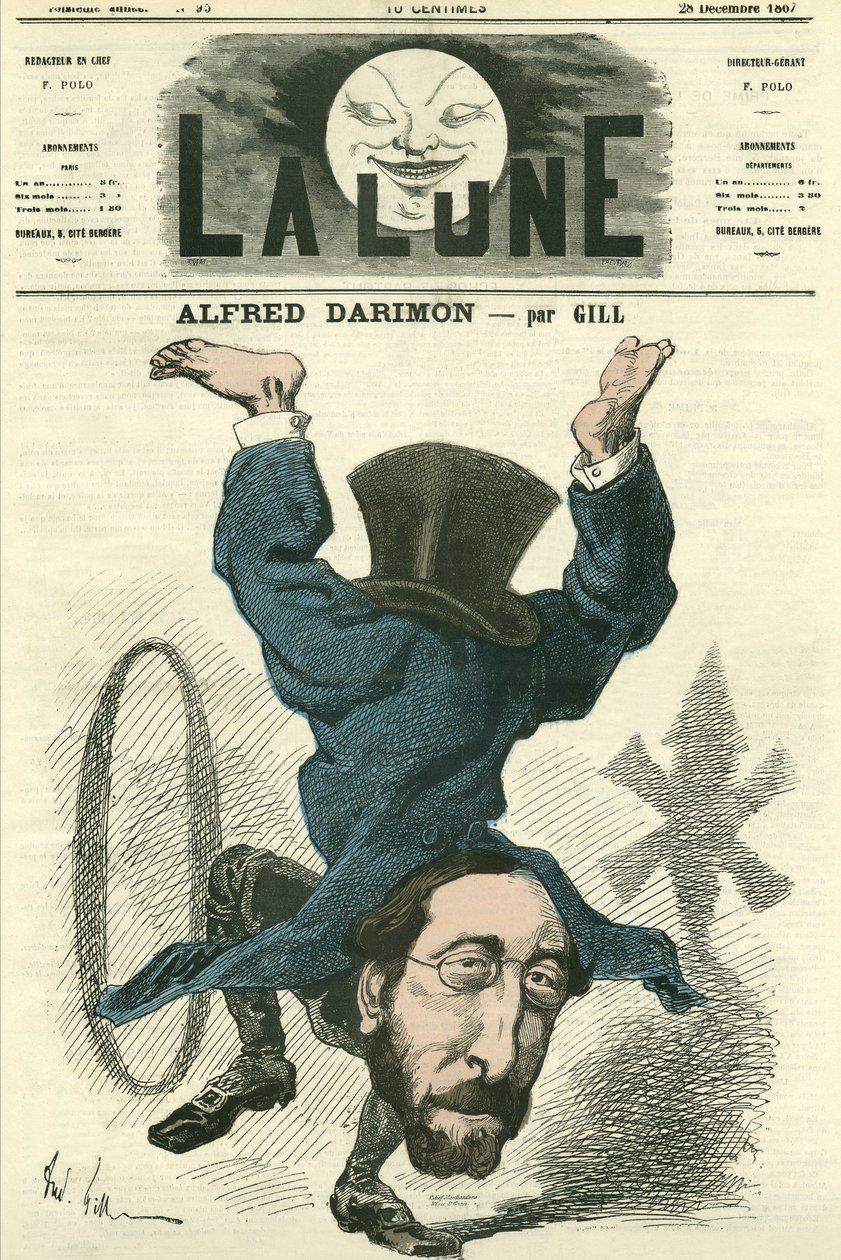 フランスの政治家、アルフレッド・ダリモン（1819-1902）の肖像。ギルによる漫画、「La Lune」12月28日号掲載 作： アンドリュー・ギル