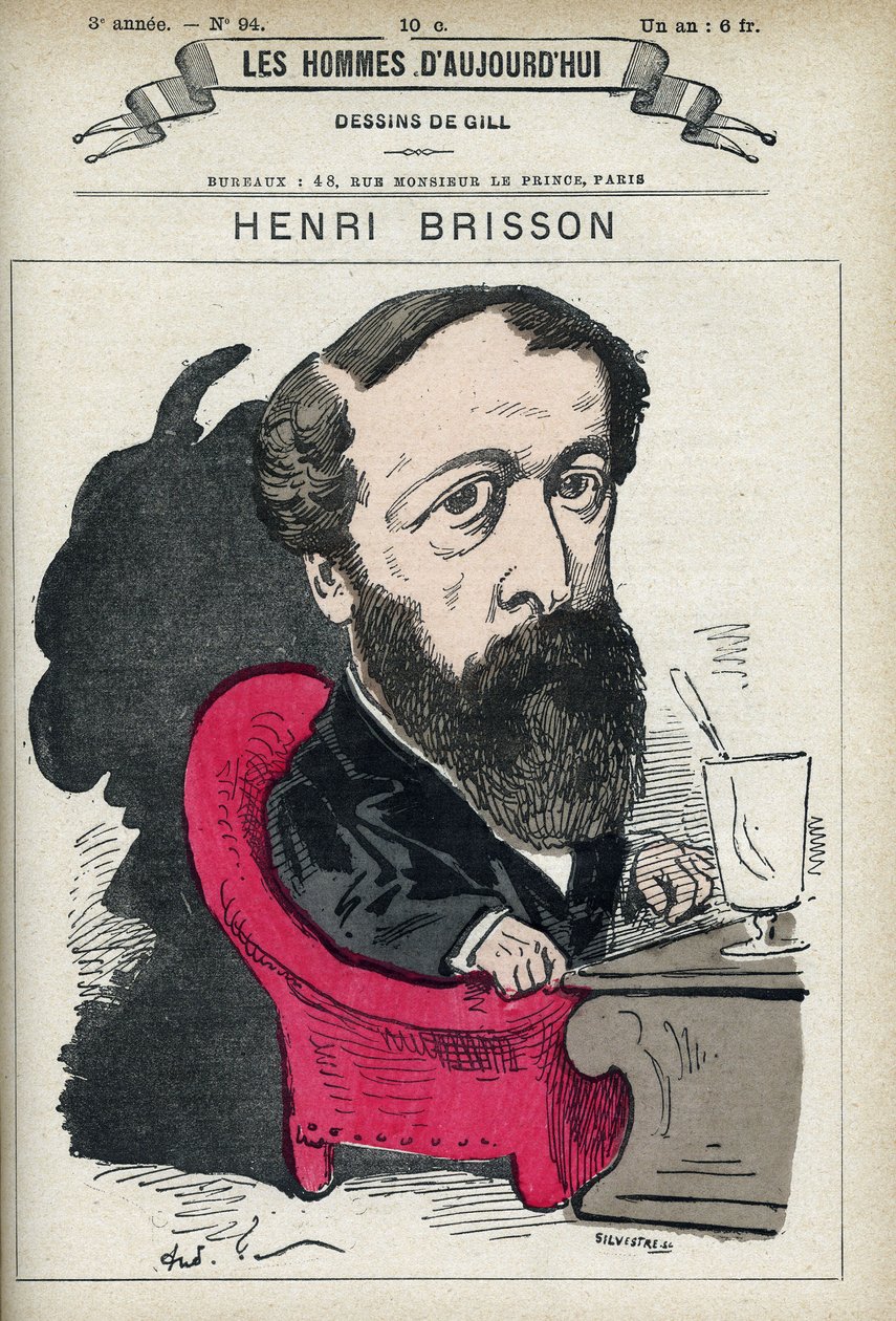 フランスの弁護士、ジャーナリスト、政治家であるユージン・アンリ・ブリッソン（1835-1912）の肖像。パリのGillによる漫画。 作： アンドリュー・ギル