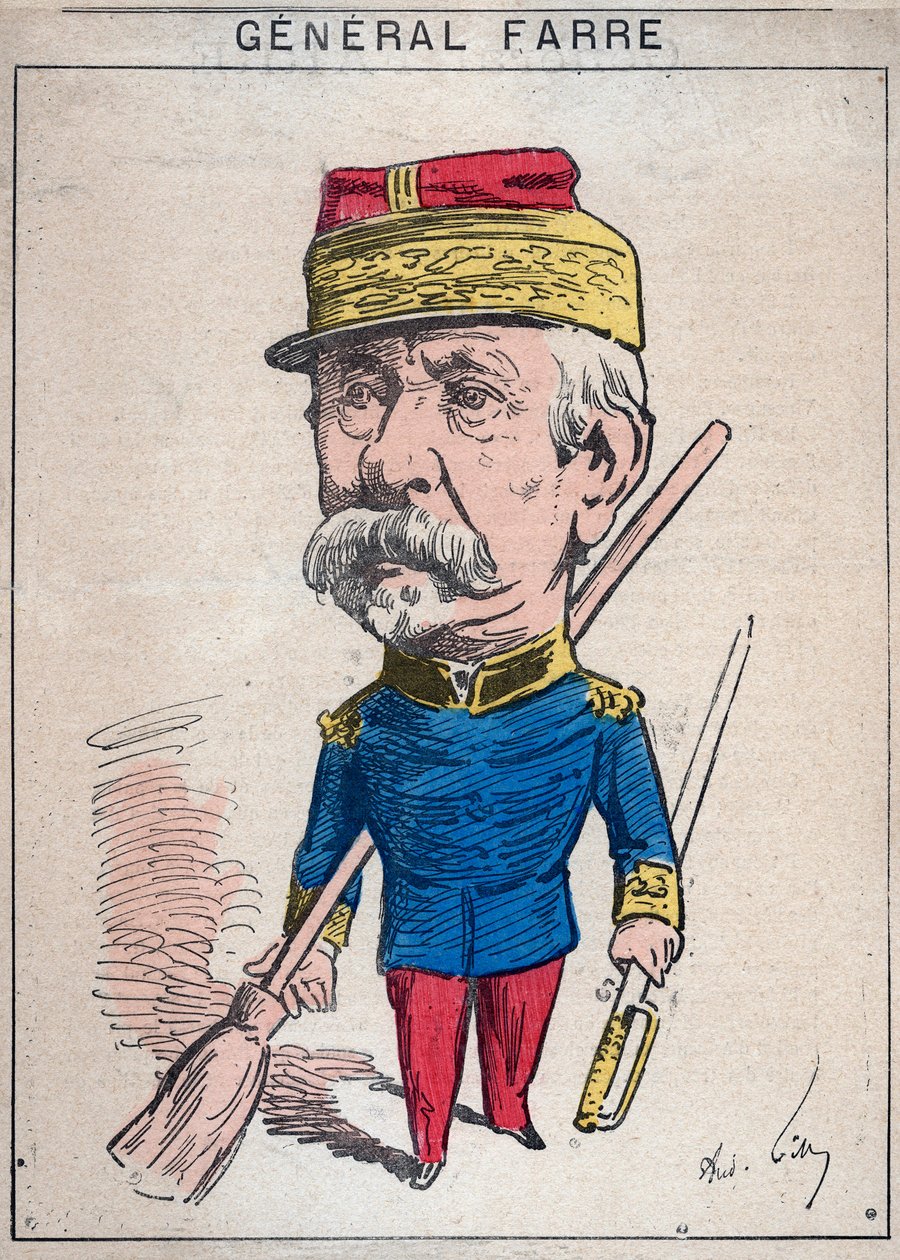 ジャン・ジョセフ・フレデリック・アルベール・ファール（1816-1887）の肖像、彼は1870年に将軍に任命され、陸軍大臣を務めた - アンドレ・ギルの漫画、パリの「Les Hommes d