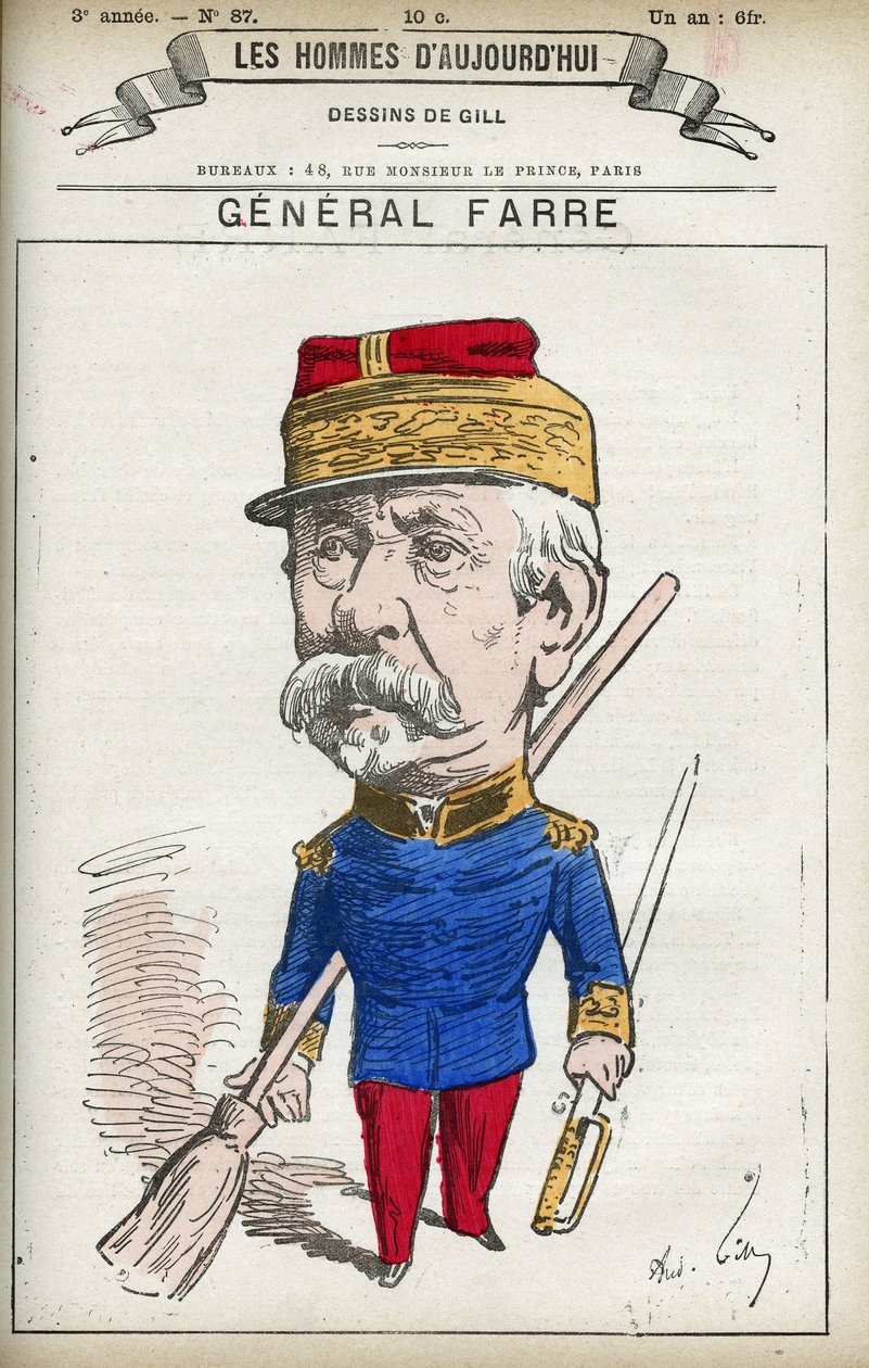 ジャン・ジョセフ・フレデリック・アルベール・ファール（1816-1887）の肖像。フランスの軍人で、1870年に将軍に任命され、陸軍大臣を務めた。パリのギルによる漫画。 作： アンドリュー・ギル