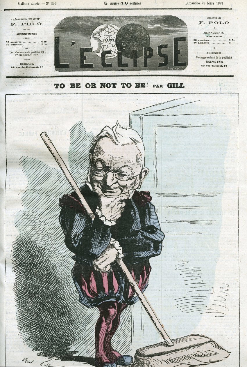 フランスの政治家、アドルフ・ティエール（1797-1877）の漫画「To be or not to be」。ギルの「L