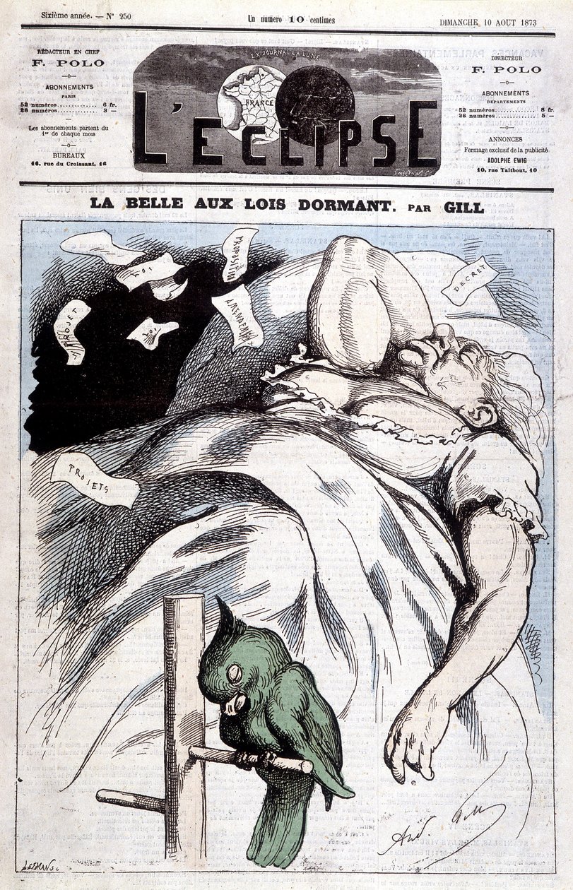 眠れる森の美女」におけるヴィクトリアの風刺画-1873年8月10日付「L