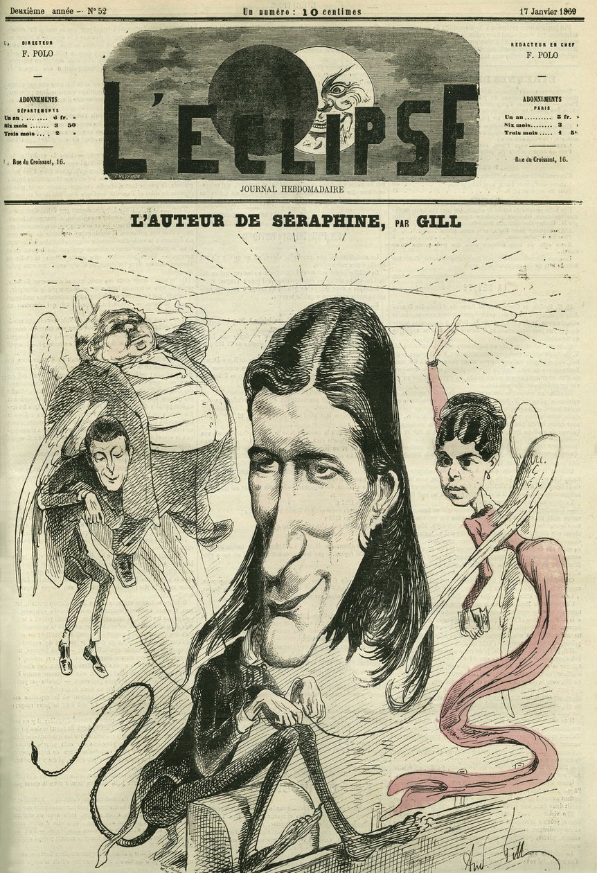 Victorien Sardou (1831-1908), フランスの劇作家。1月17日付ギル社「日蝕」での表紙 作： アンドリュー・ギル