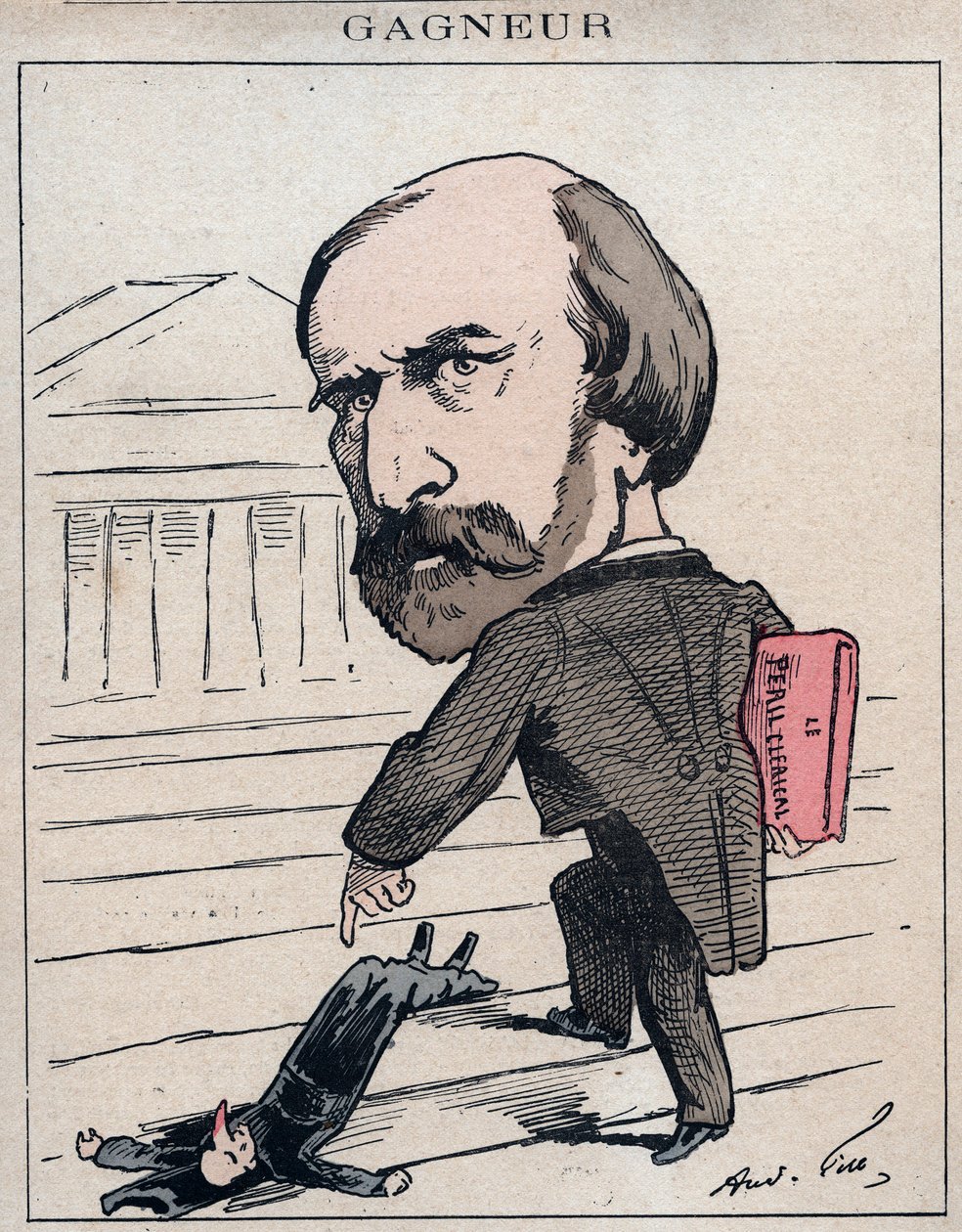 Wladimir Gagneur (1807-1889) フーリエ主義者、社会主義経済学者、ジュラの代官（1873年） - Andre Gillによる漫画（パリの「Les Hommes d