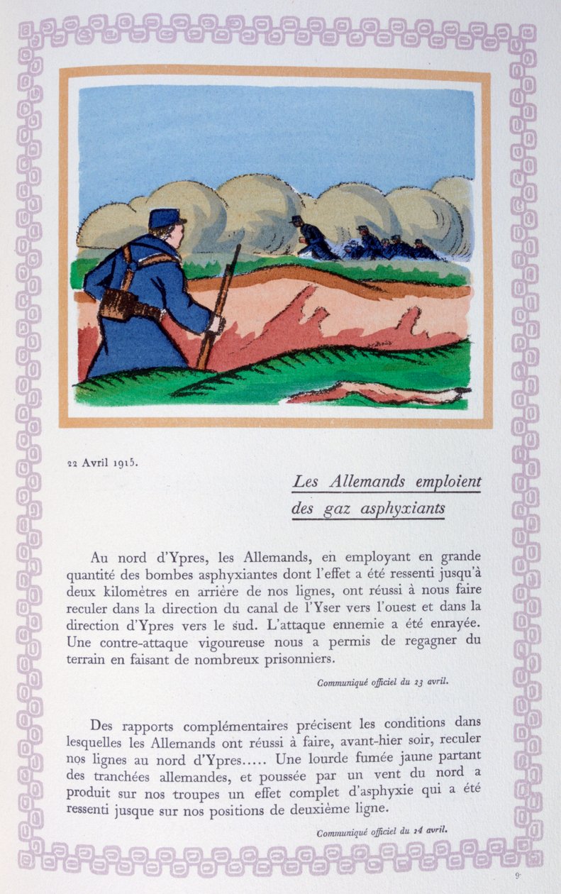 ドイツ人は塩素ガスを使用している、イープレ、1915年4月22日、1919年 作： アンドレ・ヘレ