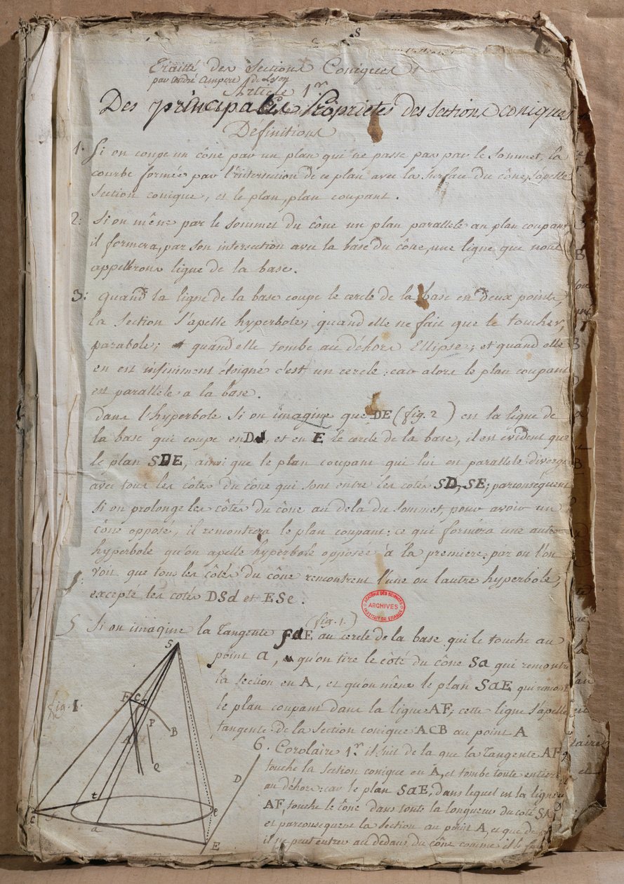 Ms 198 Page from Traite des Sections Coniques、1788 作： アンドレ・マリー・アンペレ