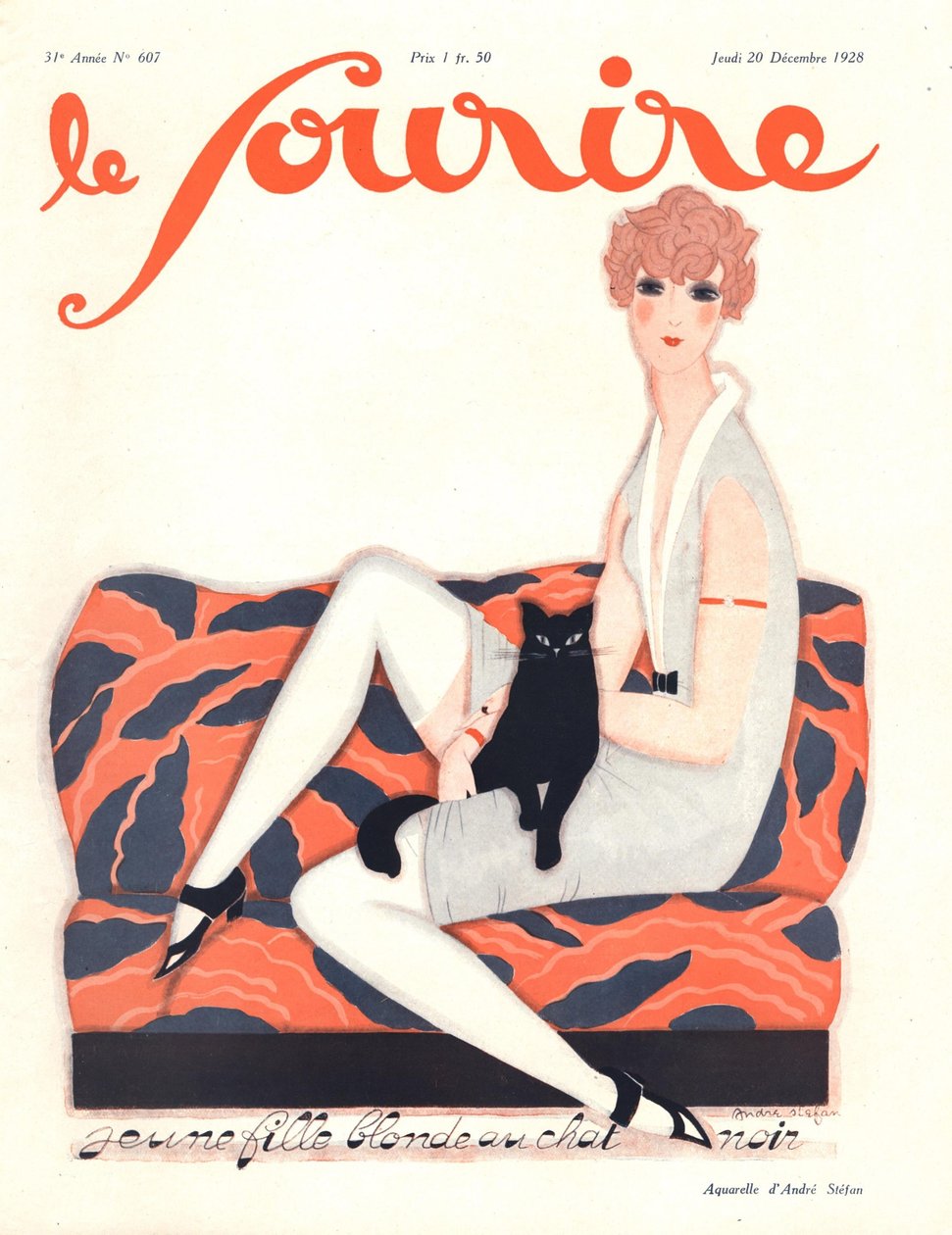 「Le Sourire」の表紙、1928 年 12 月（カラー リソ） 作： アンドレ・ステファン