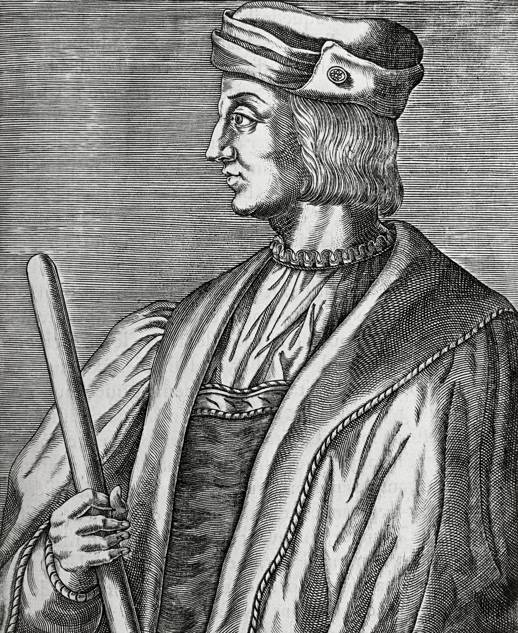 ヌムール公ガストン・ド・フォワ（1489-1516）の肖像、『輝ける男たちの真実の肖像と人生』より抜粋 作： アンドレ・テベ