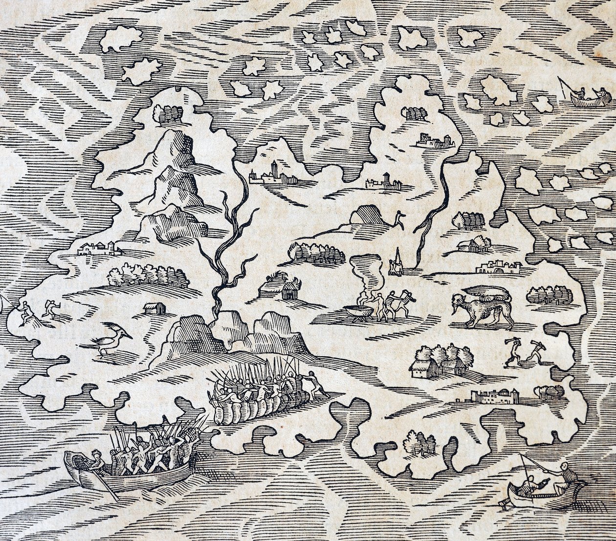 アンドレ・テヴェ（1504-1592）の『万国宇宙論』からの版画、トリニティ島、パリ 作： アンドレ・テベ