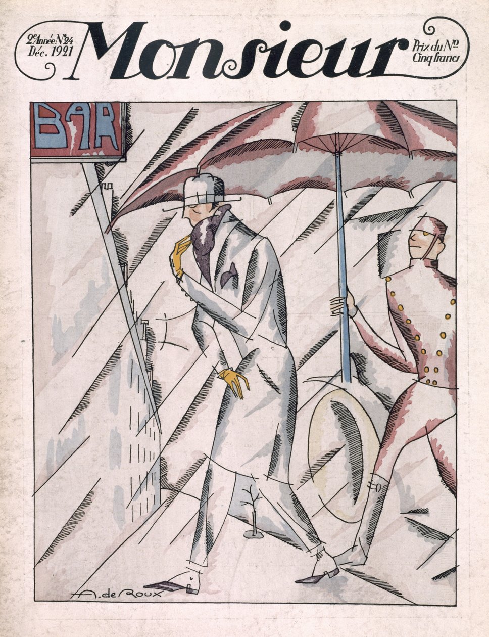 Homem de capa de chuva, capa da revista 