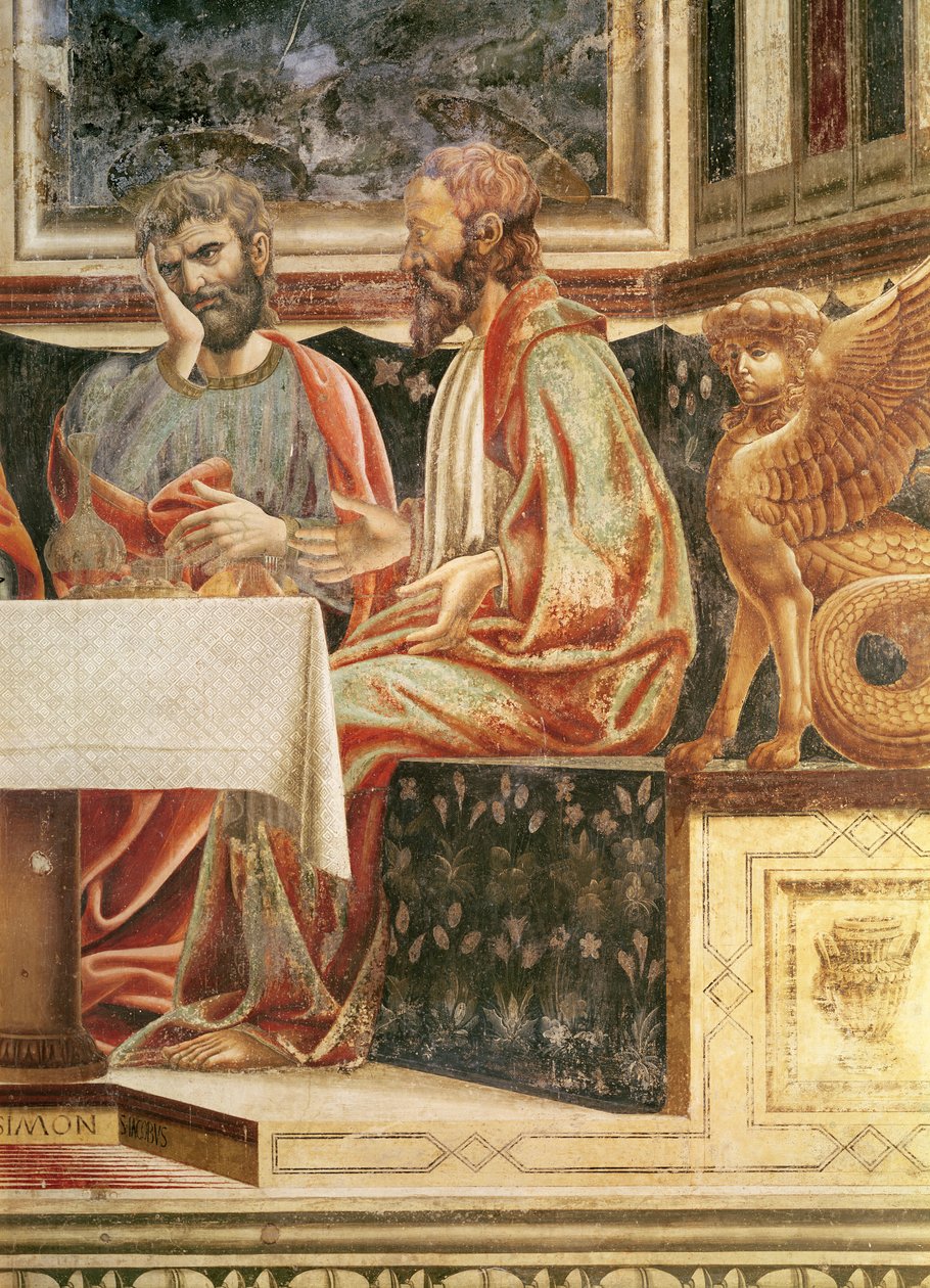 最後の晩餐、聖ヤコブと聖サイモンの詳細、1447年頃（85172の詳細） 作： アンドレア・デル・カスターニョ