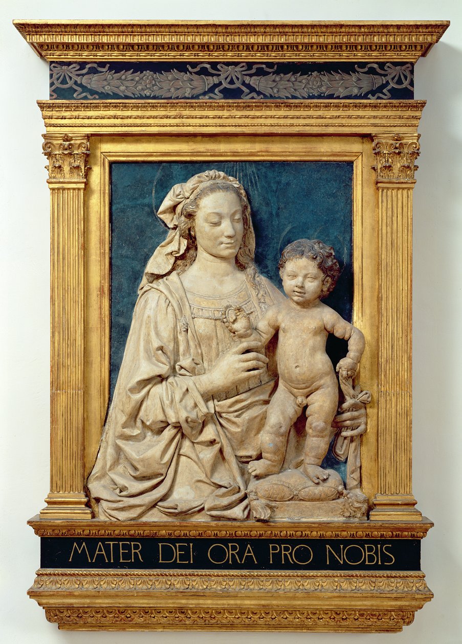 マドンナと子供、1470年頃（釉薬のテラコッタ）（428020も参照） 作： アンドレア・デル・ヴェロッキオ