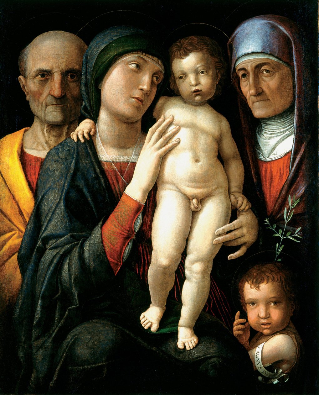 La Sainte Famille (The Holy Family) - Andrea Mantegna (1431-1506) 作、キャンバスに油彩 (75x61.5)、1495年頃 - State Art Gallery、ドレスデン (ドイツ) 作： アンドレア・マンテーニャ
