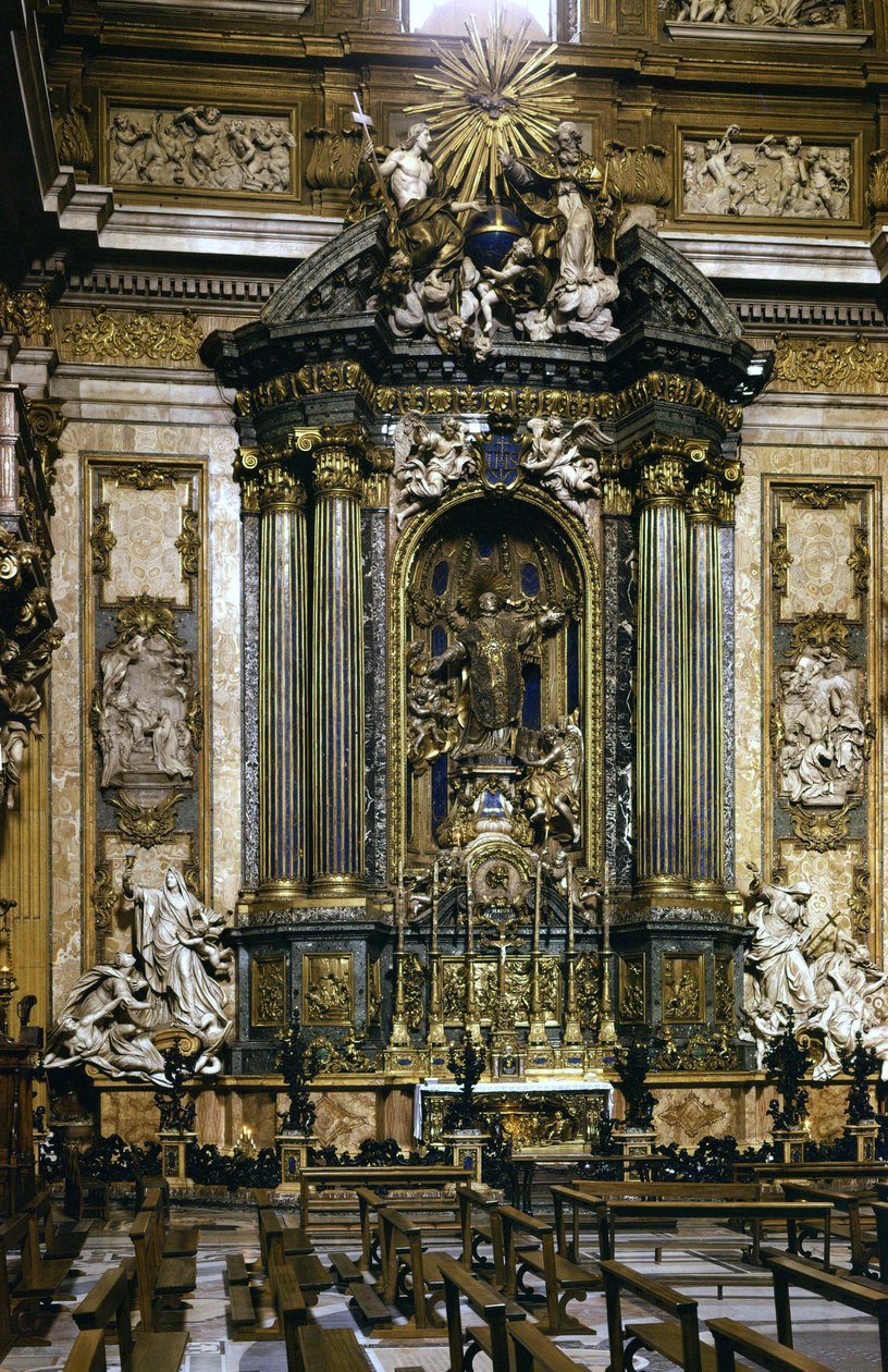ローマのイエス教会にあるロヨラの聖イグナティウス像（祭壇）。 作： アンドレア・ポッツォ