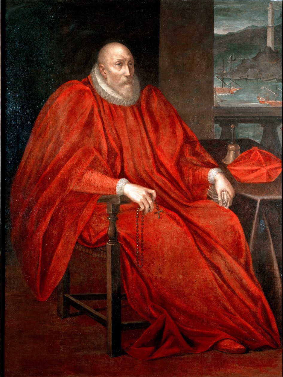 シモーネ・スピノラ（1522～1569年、1567～1569年にジュネーヴのドージェ）の肖像 アンドレア・セミノ（1526～1594年）の絵画 1568～1569年 日128x170 cm 個人蔵 作： アンドレア・セミノ