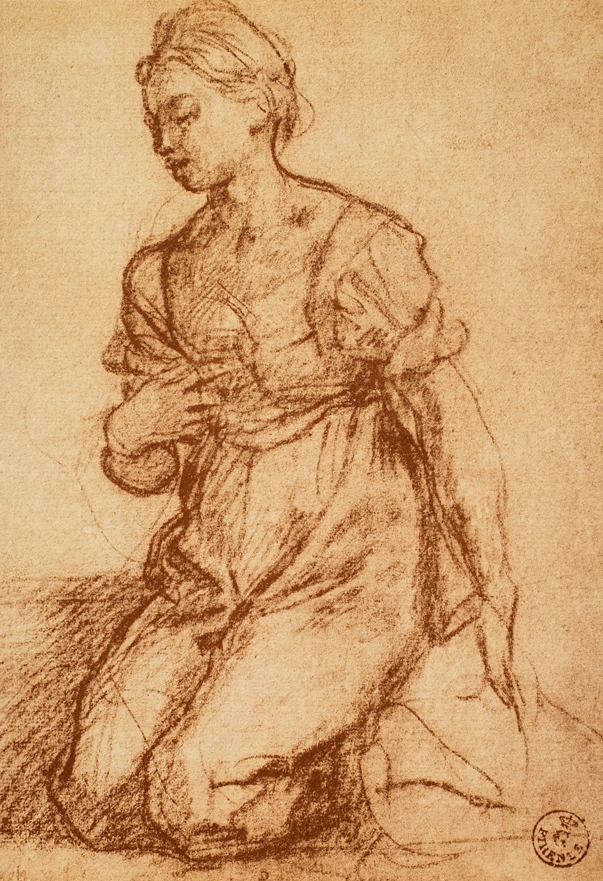 女性の研究;アンドレア・デル・サルトの絵。内閣描画と版画、ウフィツィ美術館、フィレンツェ 作： アンドレア・デル・サルト