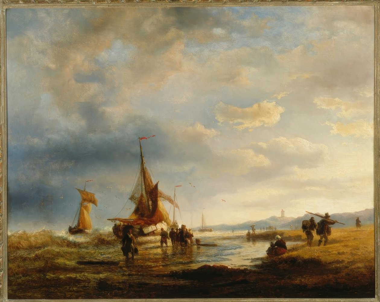 A.Achenbach、ビーチの漁師 作： アンドレアス・アーヘンバッハ