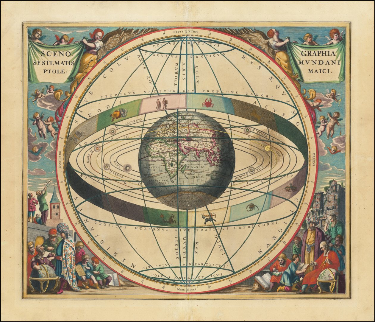 1660年の天球図 - Scenographia Systematis Mundani Ptolemaici 作： アンドリュー・セラリウス
