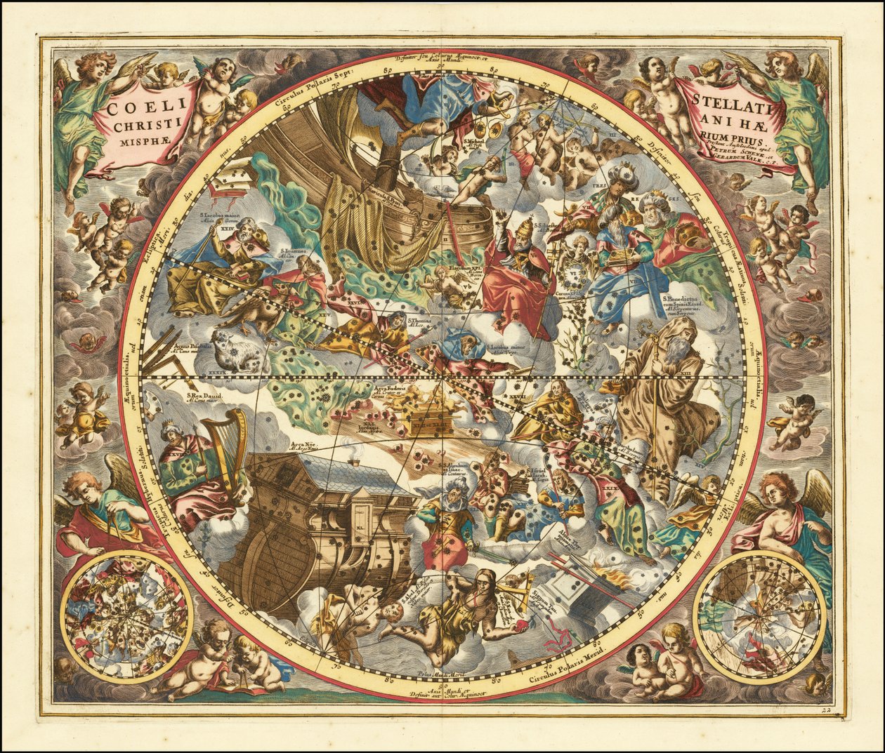 1660年、キリスト教の象徴による星座の天球図 作： アンドリュー・セラリウス