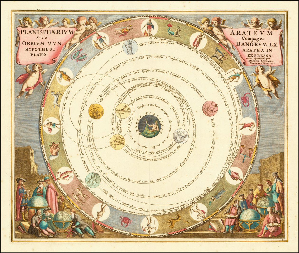 1660年、ギリシャの天文学者アラトゥスの宇宙モデルを示す図（アンドレアス・チェラリウス作 作： アンドリュー・セラリウス