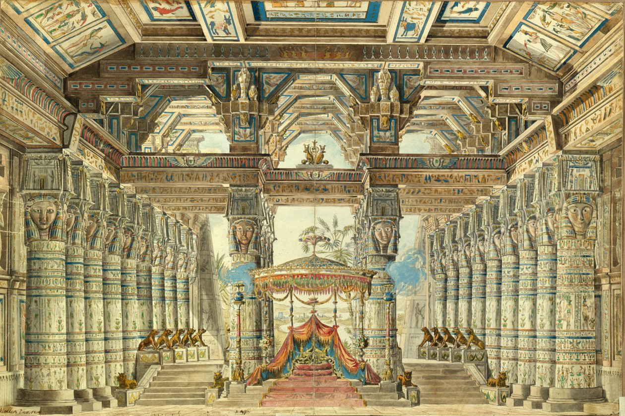 G.ヘンデルによるエジプトのバレエシーザーの舞台デザイン、1834年 作： アンドレアス・レオンハルト・ローラー