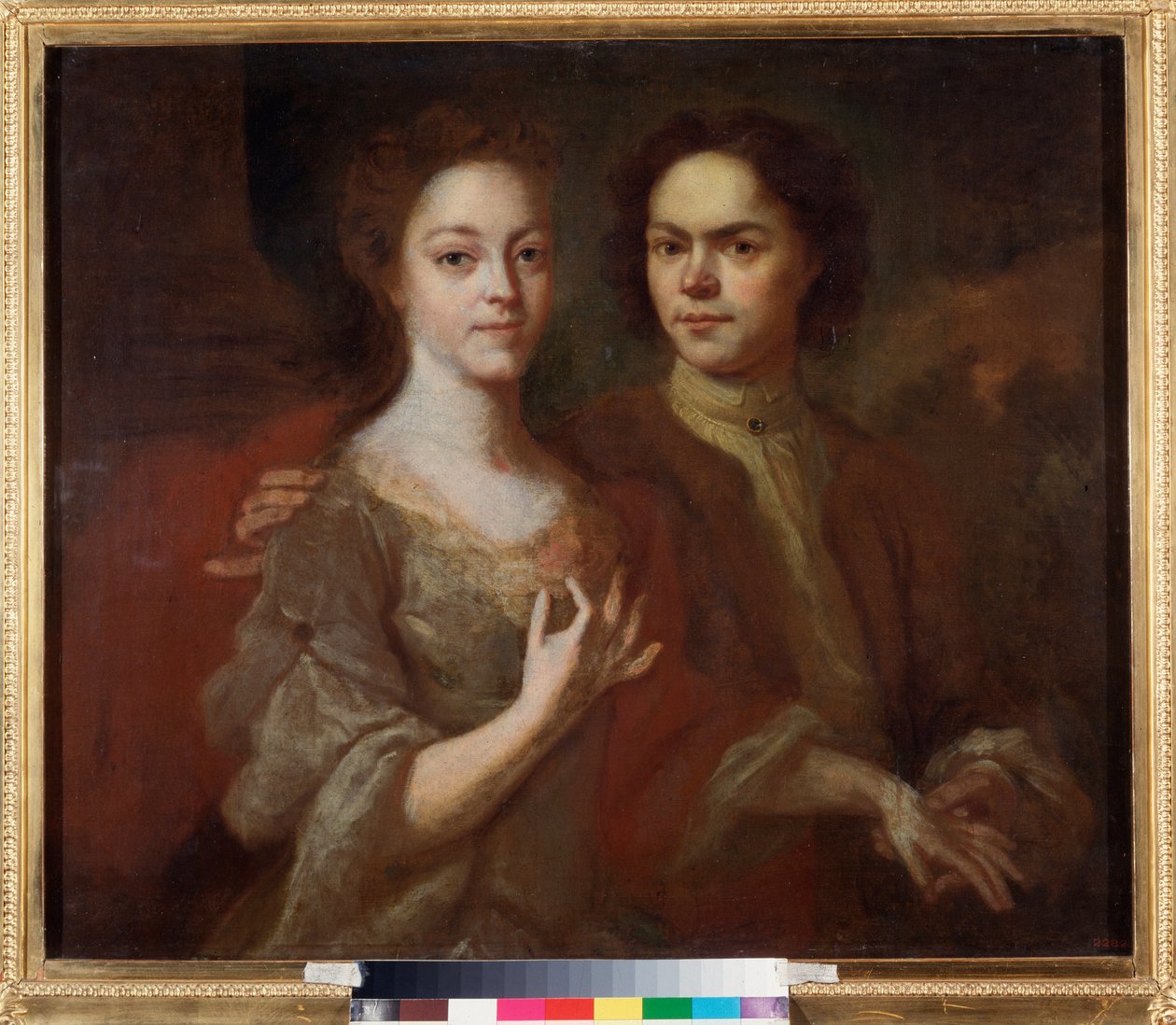 妻との自画像 (妻との自画像) - Andrei Matveyevich Matveyev (Matveiev) (1701-1739) 作、キャンバスに油彩、1729 年頃 - ロシア美術、18 世紀の肖像画 - 国立ロシア美術館、サンクトペテルブルク 作： アンドレイ・マトヴェエフ