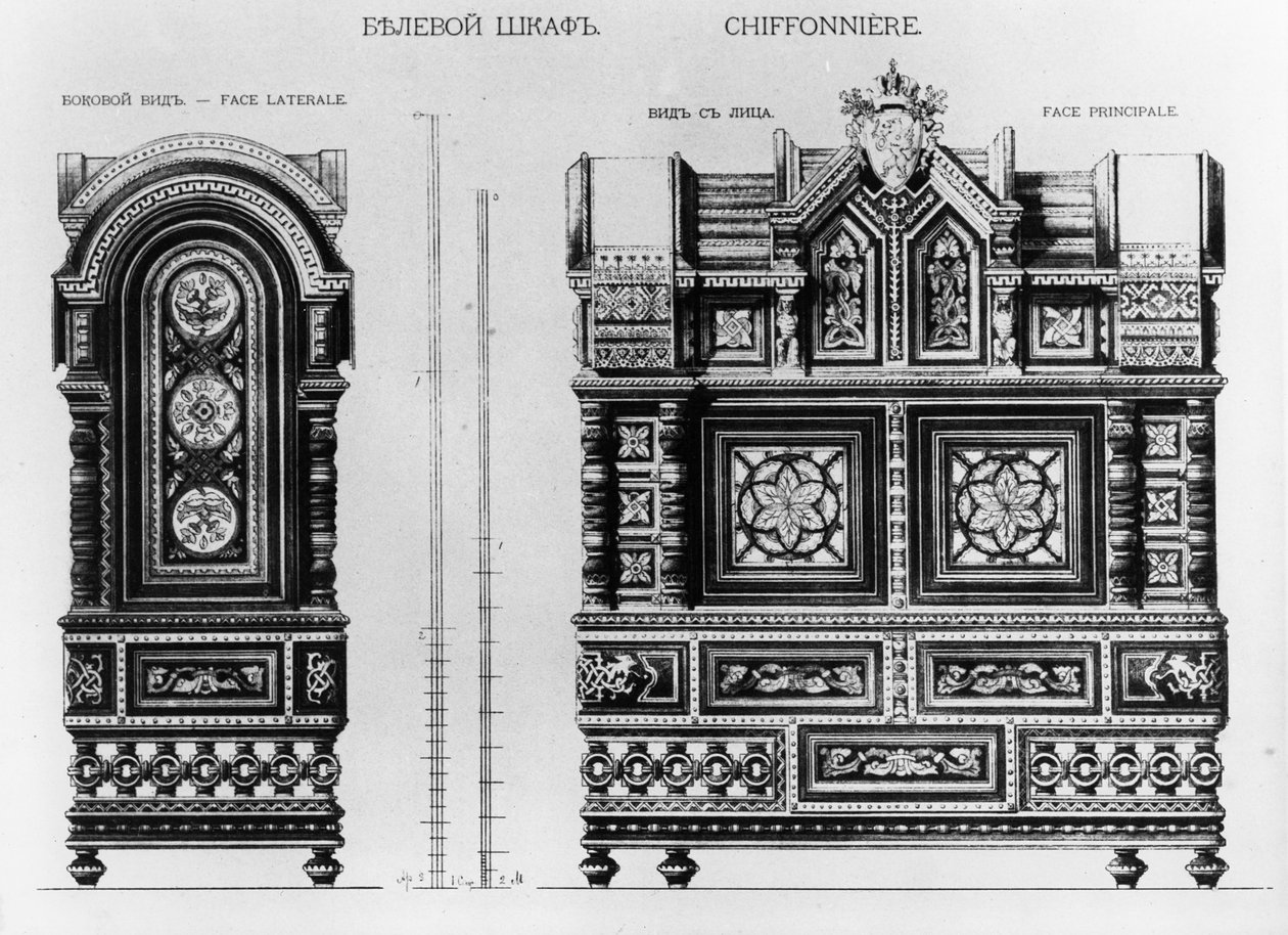 リネン戸棚のデザイン、1870年代 作： アンドレイ・レオンテビッチ銃