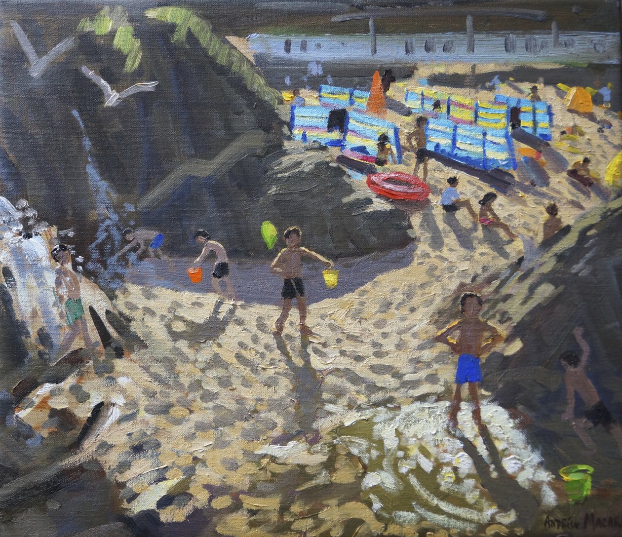 滝、ポートミアビーチ、セントアイブス、 作： アンドリュー・マカラ
