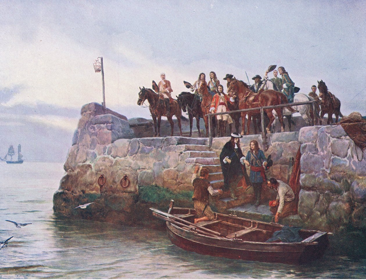 ザ・ロスト・コーズボインの戦い後のジェームズ2世の逃亡（1690年）「British Battles on land and sea」より引用 作： アンドリュー・キャリック・ガウ