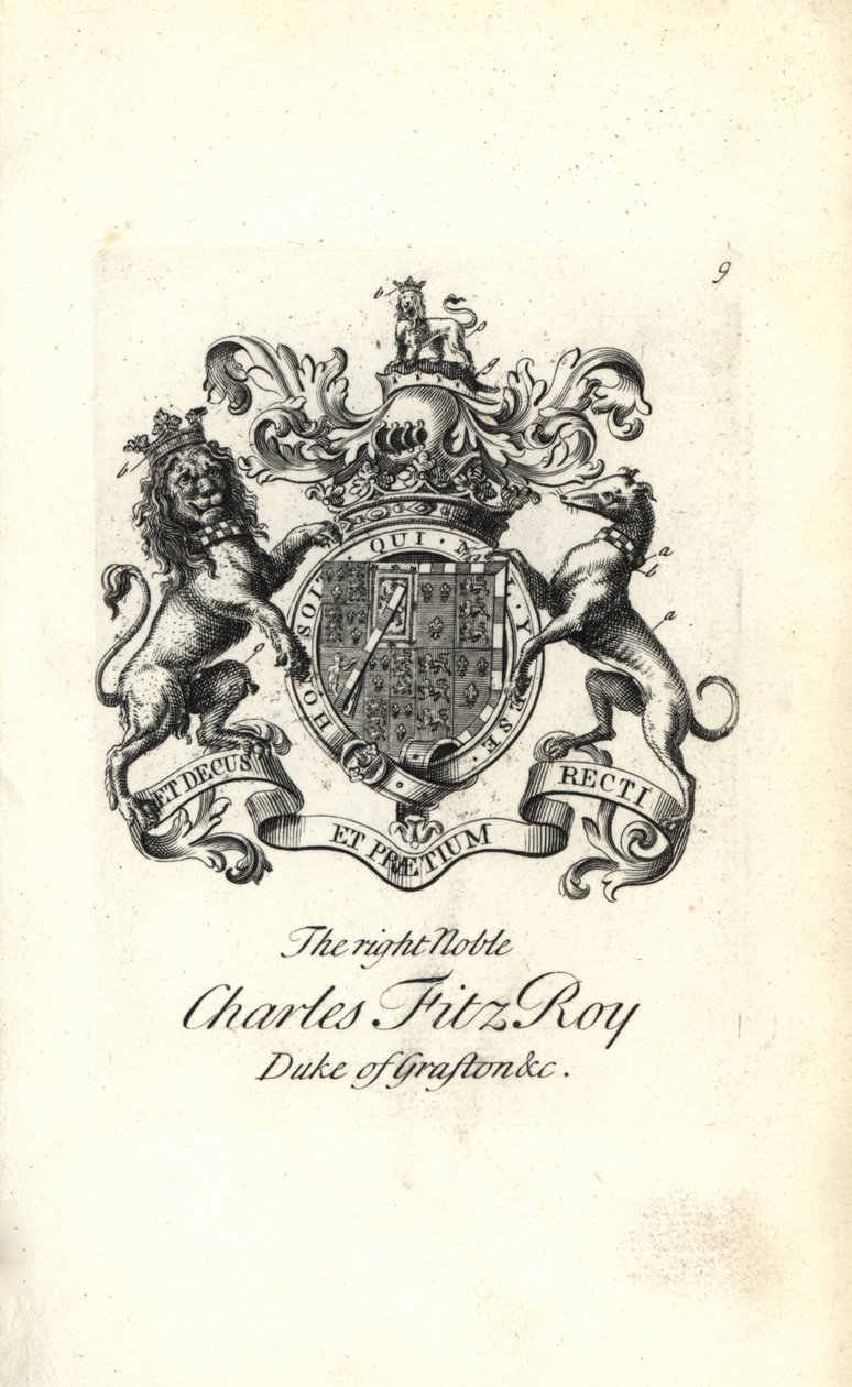 第2代グラフトン公チャールズ・フィッツロイの紋章とクレスト